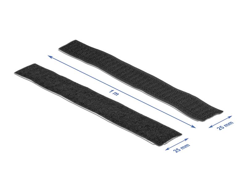Delock Klettband-Rolle 1 m x 25 mm Haft und Flauschband Sch Klettband selbstklebend mit Haft- und Flauschband L 1 m x B 25 mm Schwarz