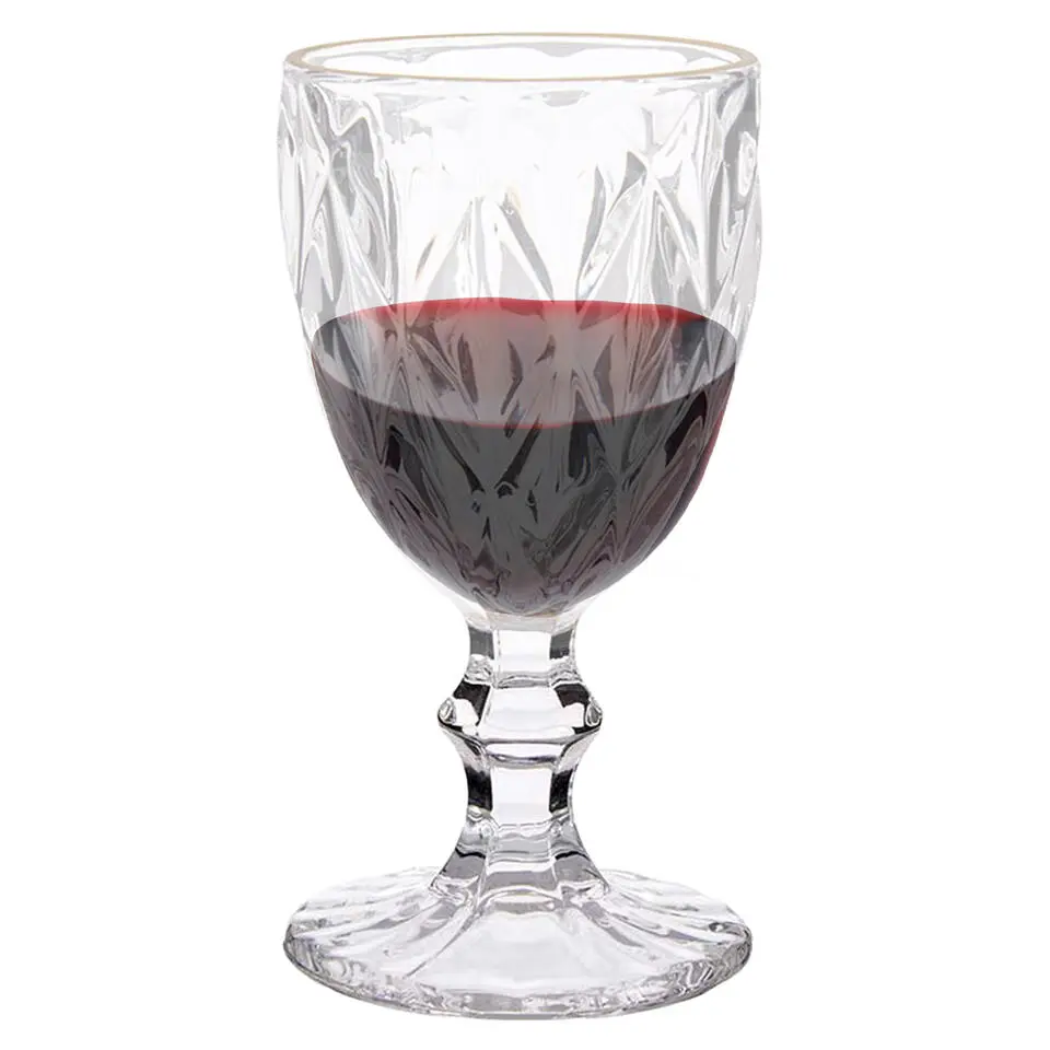 Vivalto Wijnglazen - 6x - kristal look - gouden rand - 254 ml
