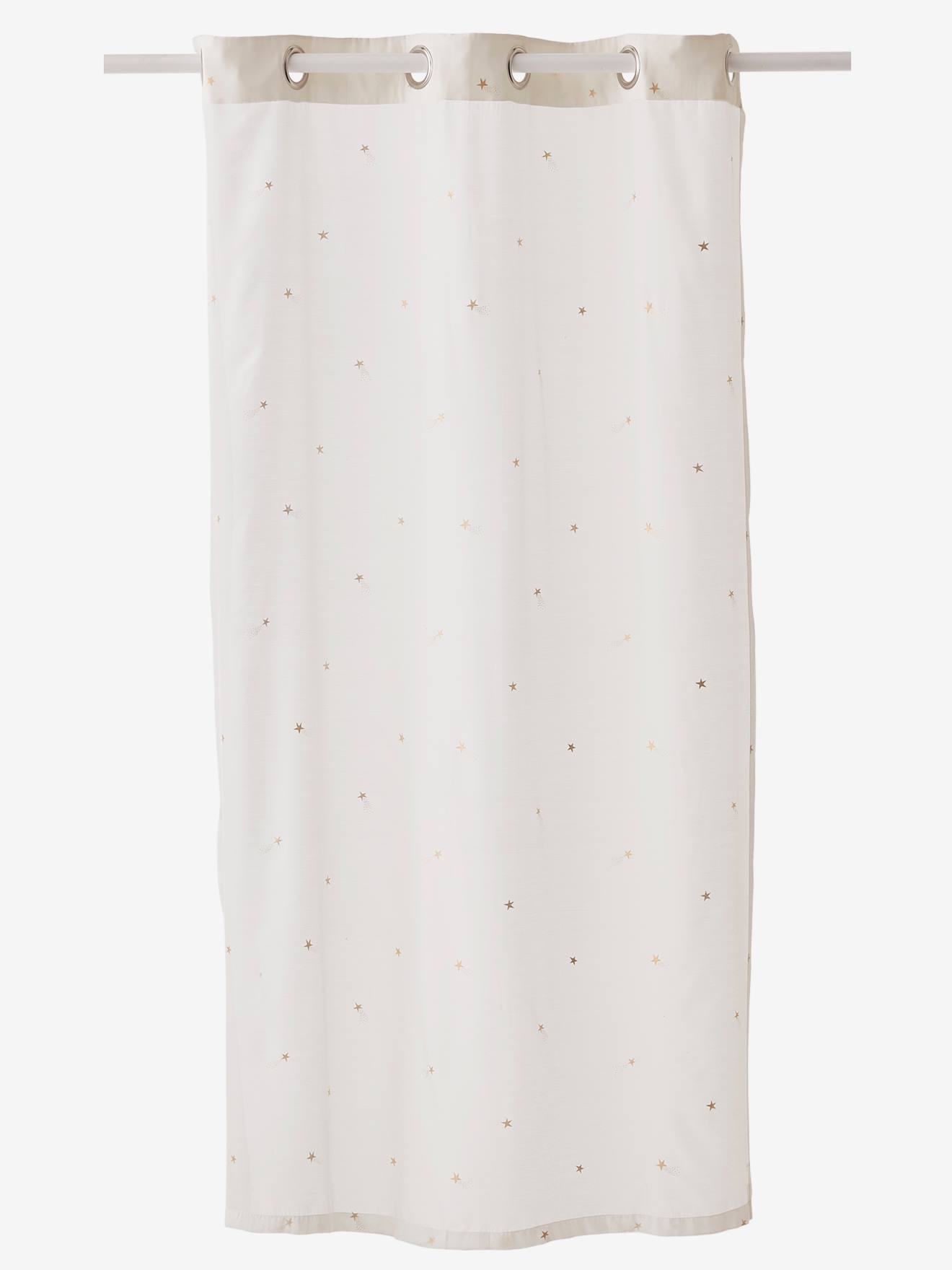 Cortina de voile com estampa de estrelas cadentes, branco claro