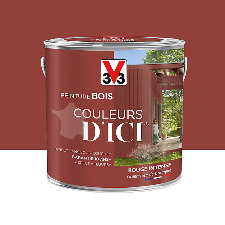 Peinture extérieure bois Couleurs d'ici rouge intense Velours V33 2L