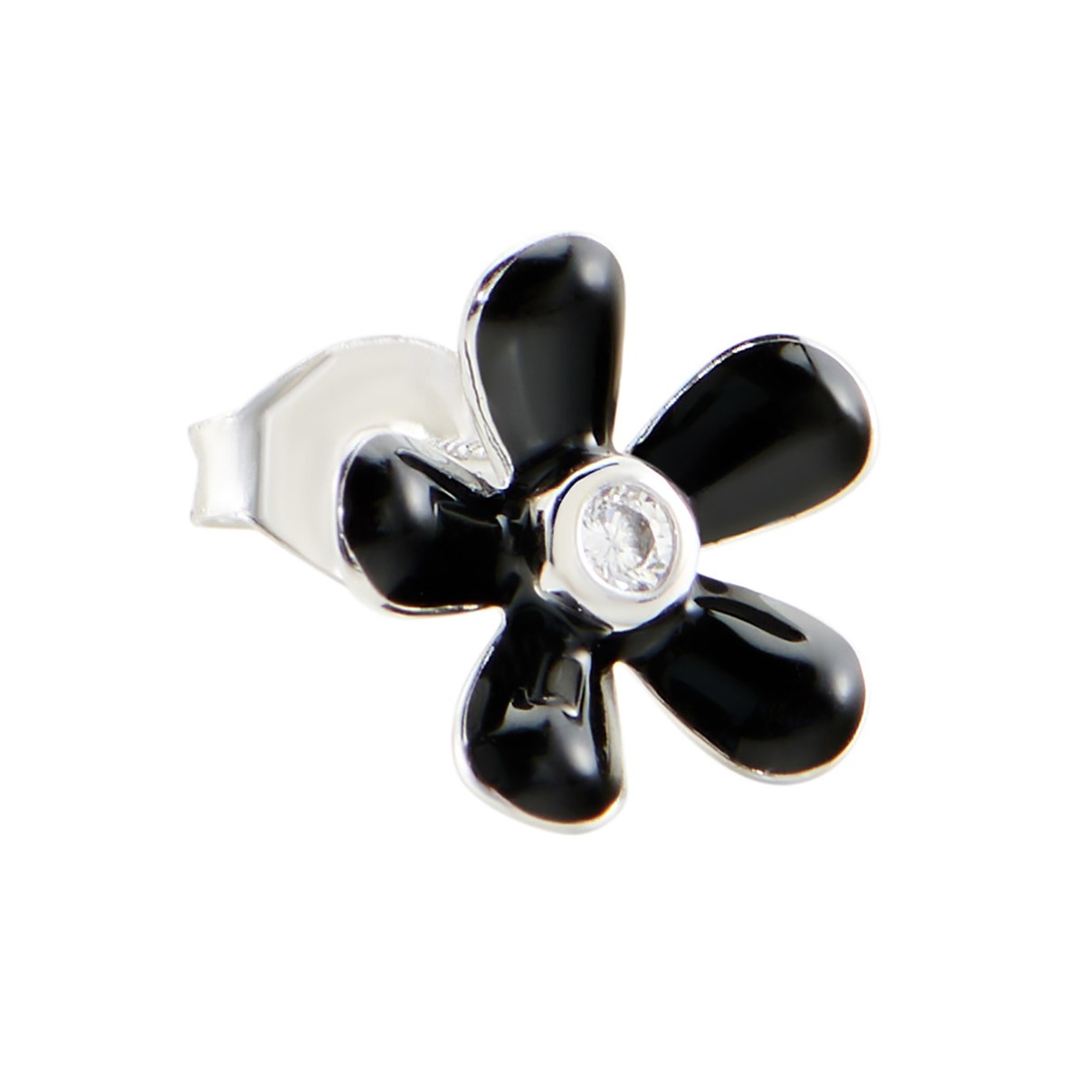 Boucle d'oreille Agatha Suzon argent émail noir