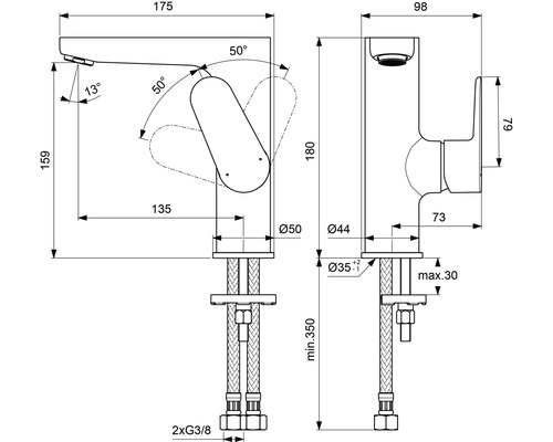 Ideal Standard CERAFINE O chroom wastafelkraan BC555AA