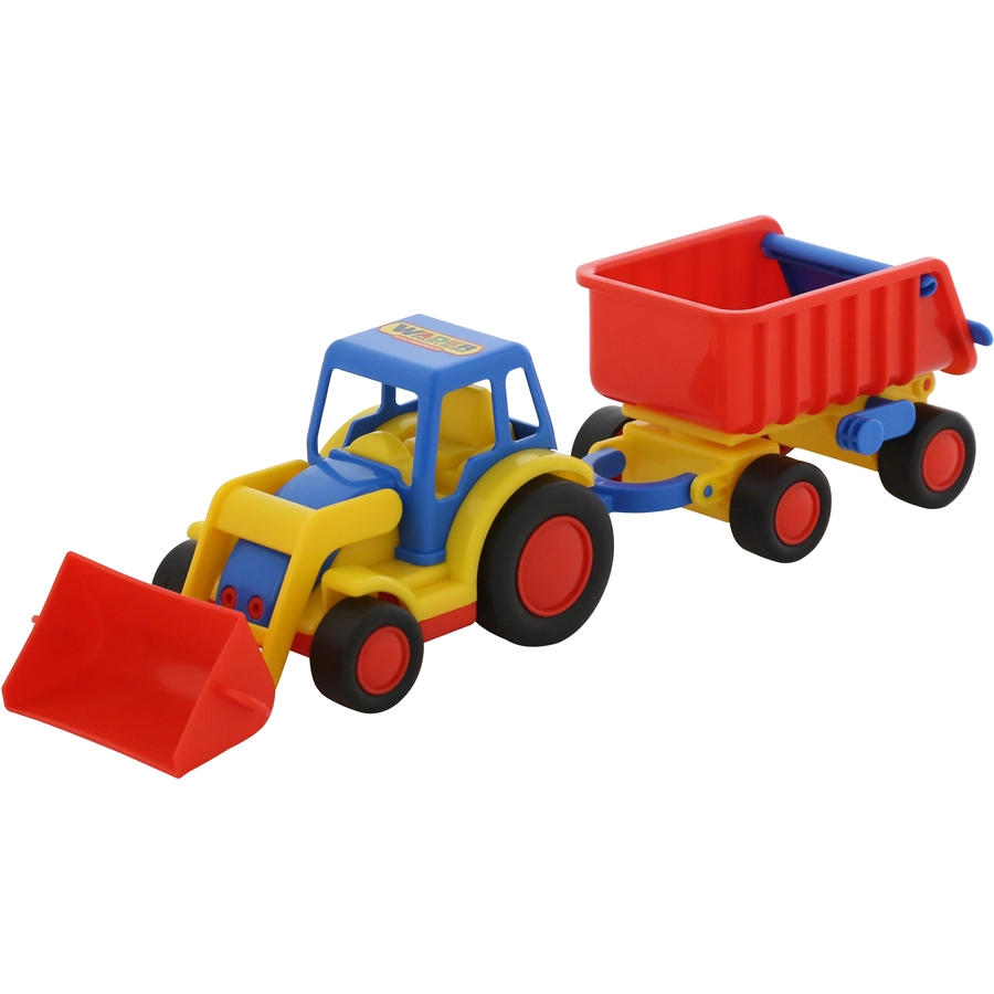 WADER QUALITY TOYS Basics - Traktor mit Schaufel und Anhänger