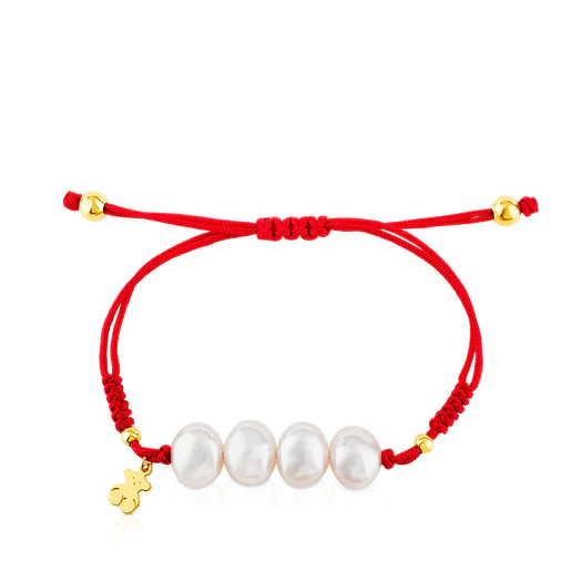 Pulseira TOUS Knots com banho de ouro 18k sobre prata e pérolas cultivadas.