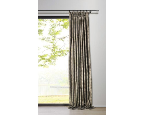 Gordijn met gordijnband, stippen taupe, 135x245 cm