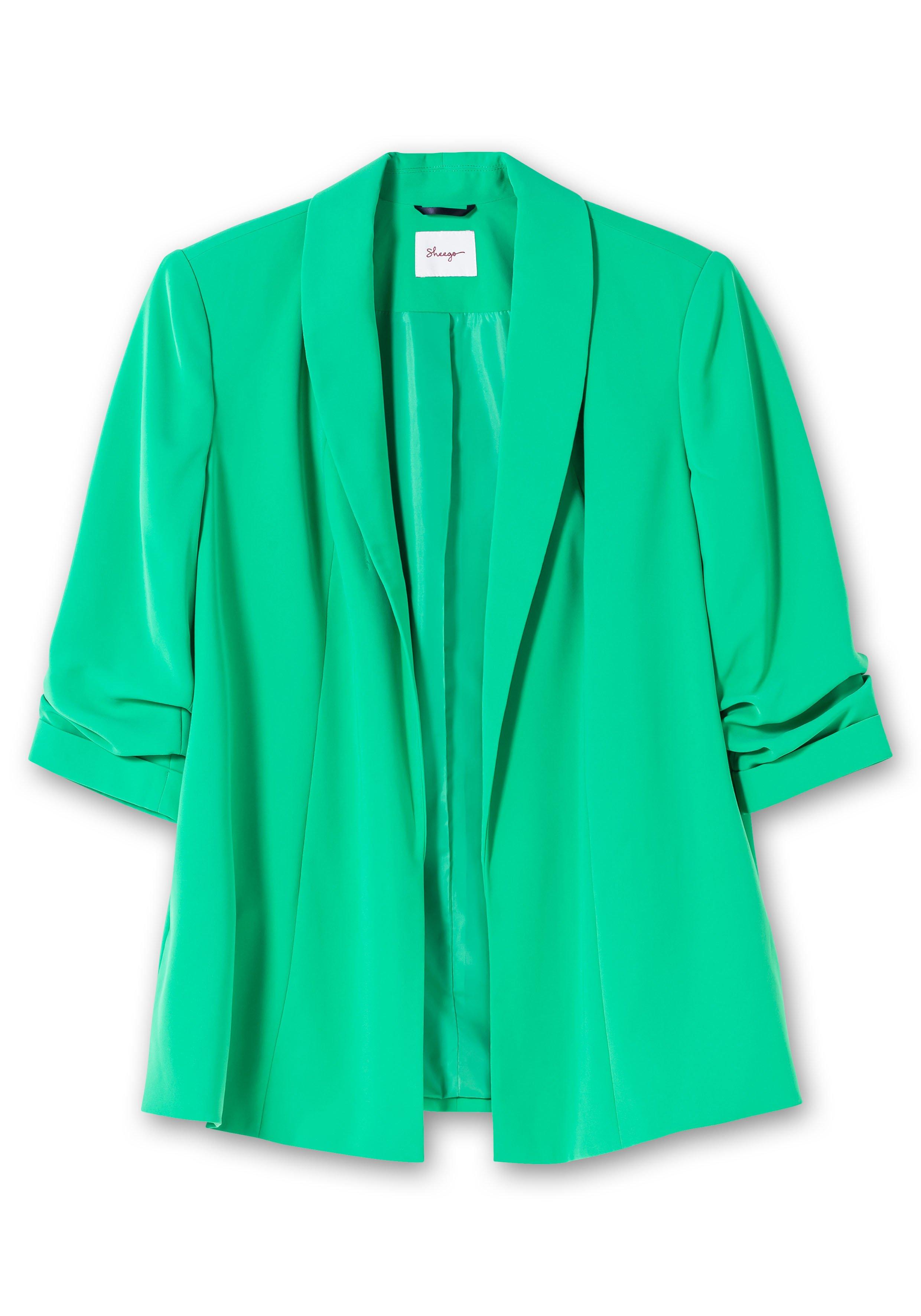 Langer Blazer mit Schalkragen und gerafftem 3/4-Arm