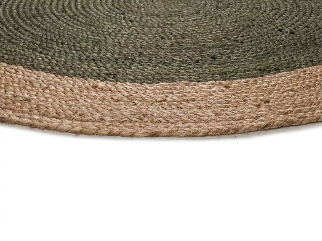 Tapis intérieur rond - naturel - vert - diam.120 cm - MAHON