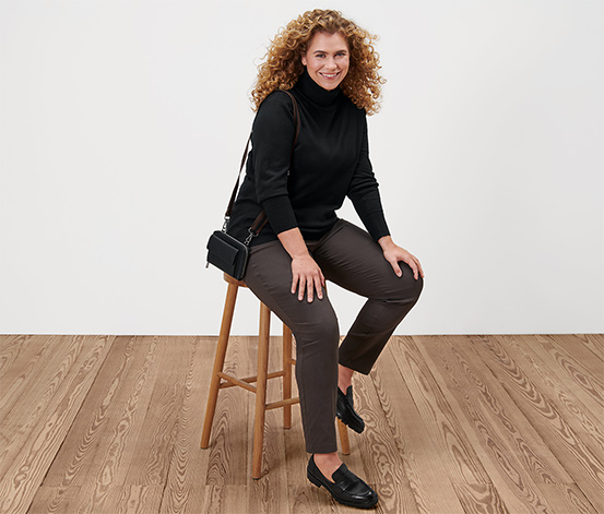 Feinstrick-Rollkragenpullover, schwarz