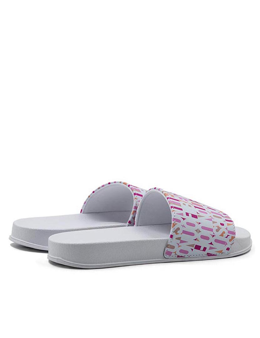 Ladies Slippers White and Fuchsia