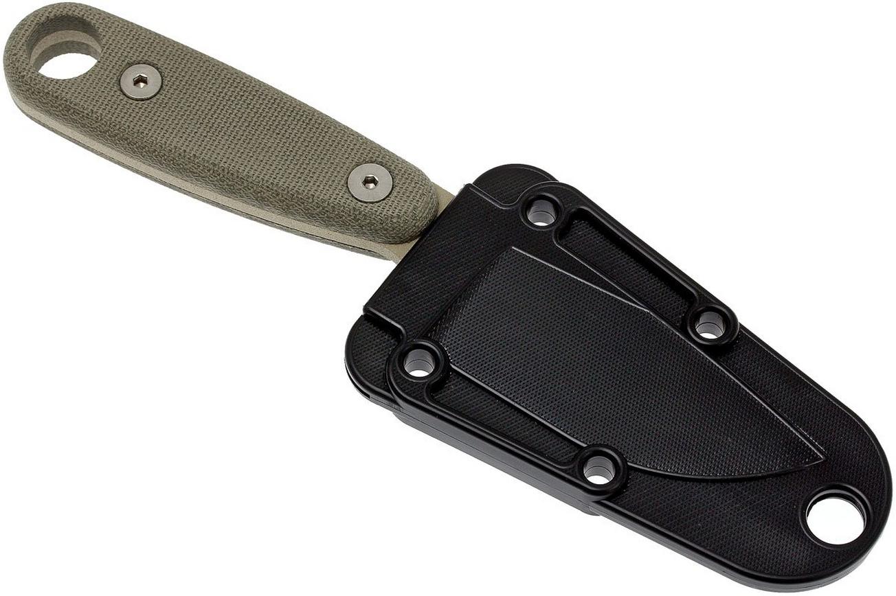 ESEE Izula II Desert Tan IZULA-II-DT survivalmes met zwarte schede   riemclip