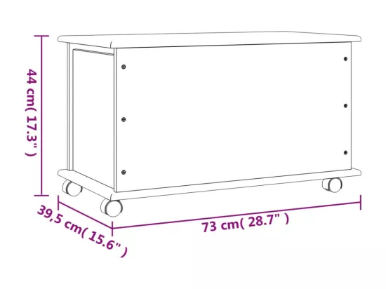 Coffre de rangement à roulettes ALTA 73x39,5x44 bois de pin