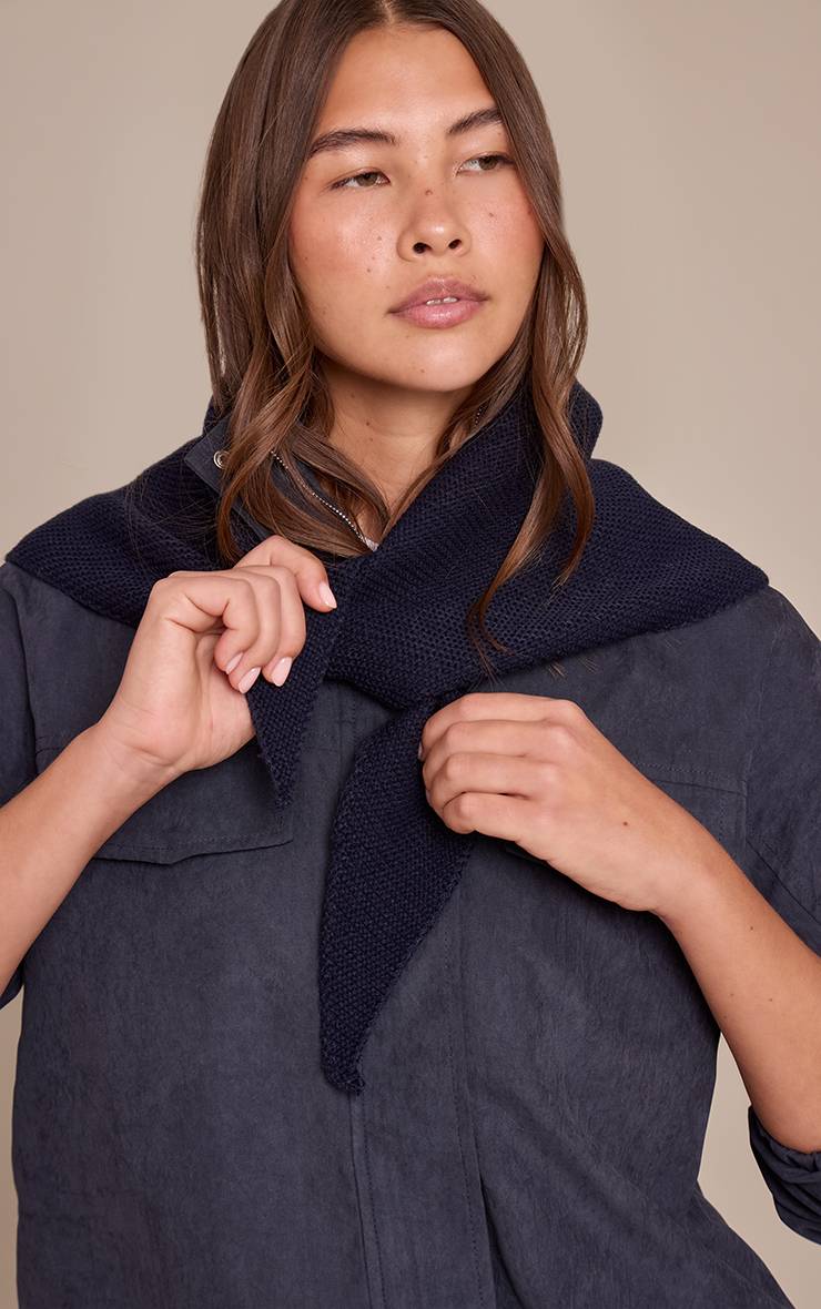 Bleu Marine Châle En Maille Brossée