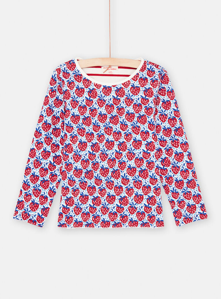 T-shirt à fond écru réversible fille