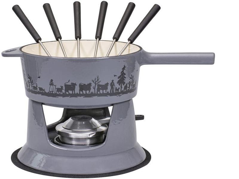 Kadastar Käsefondue-Set Alpaufzug Familie 9 Teile, Blaugrau Fondue Set für Käse