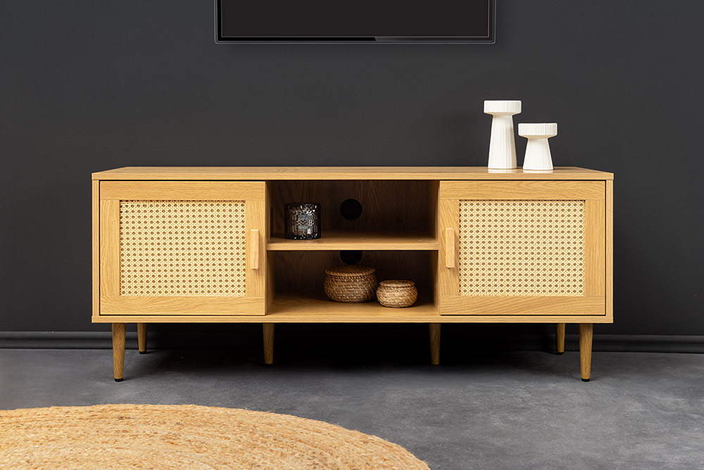 Design Lowboard VIENNA 120cm natur Wiener Geflecht Rattan TV-Board