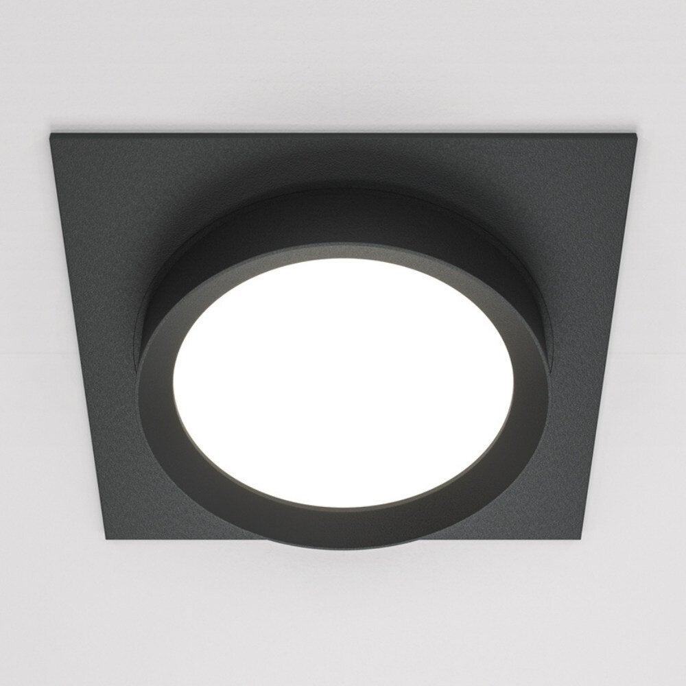 Hoop inbouwplafondlamp in zwart, GX53, vierkant