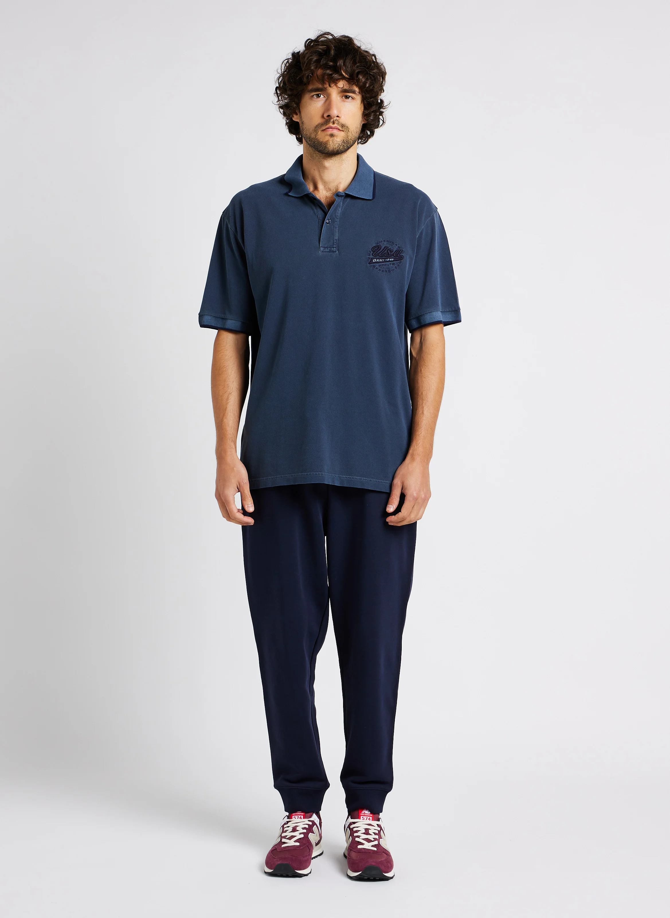 Jogging en coton mélangé| Bleu
