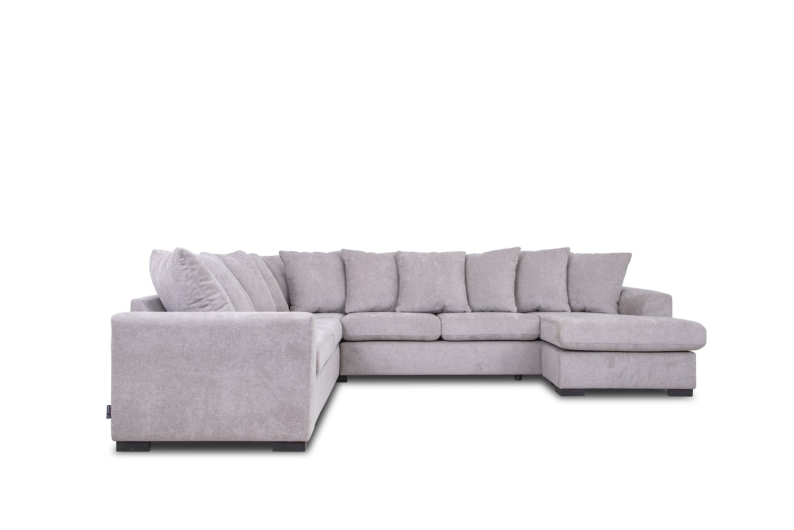 Boston hjørnesofa med vendbar sjeselong I tekstil Storm 09 Taupe med sort ben