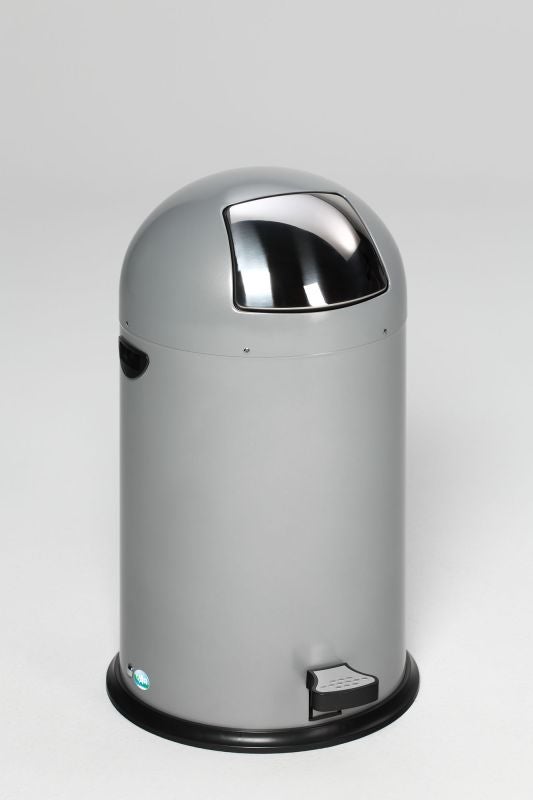 PROREGAL Classic Afvalbak met klep, binnenbak, voetpedaal, 52 liter, HxBxD 88 x 46,5 x 46,5 cm, gegalvaniseerd staal, zilver