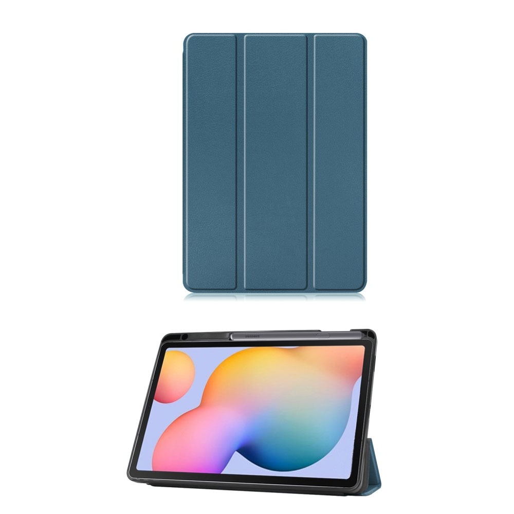 Samsung Galaxy Tab S6 Lite (2024/2022/2020) Leder Tasche Smart Case Hülle S-Pen Halterung - Blau / Grün