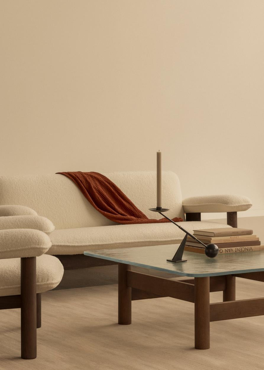 Audo Copenhagen Brasilia 2-zits bank donker eiken Bouclé 02 Beige