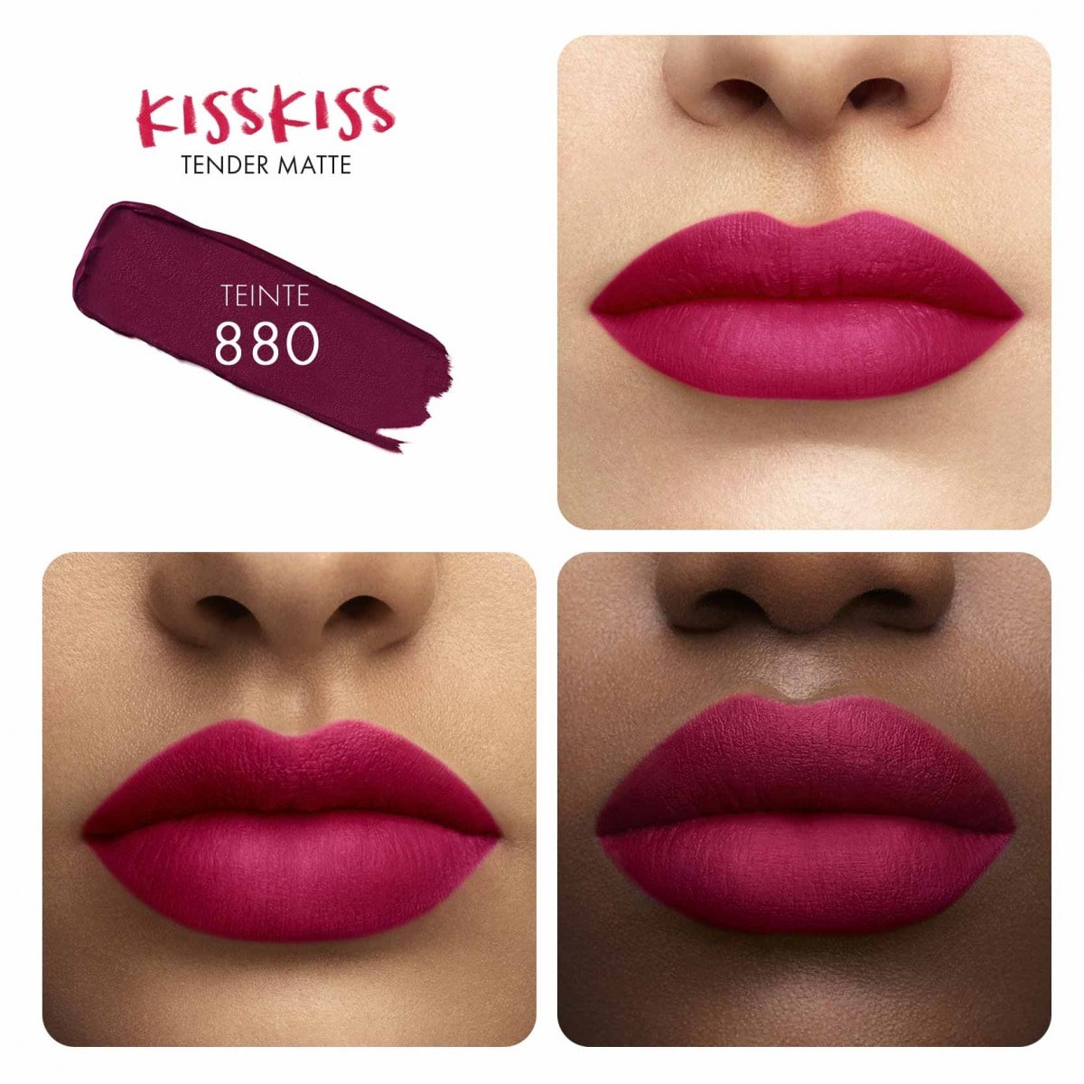 GUERLAIN KissKiss Tender Matte Rouge à Lèvres Mat Lumineux Fin et Fondant Confort 16H