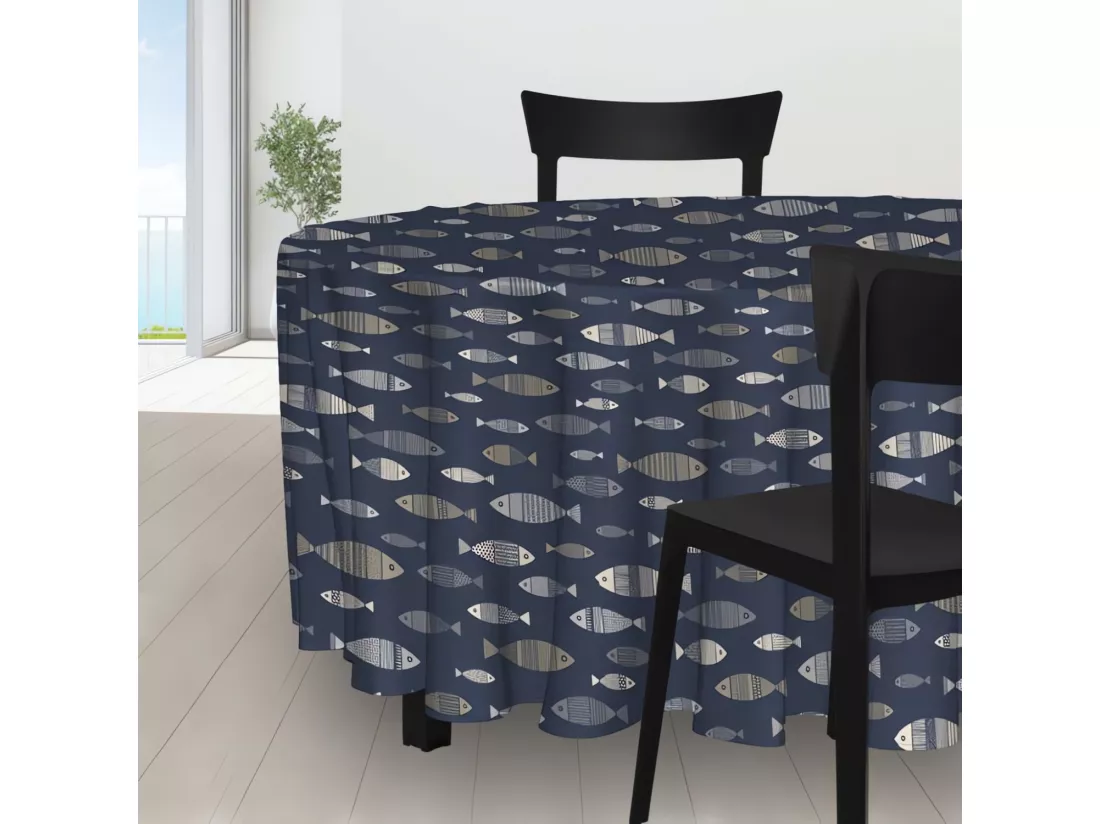 Nappe ronde diamètre 180 cm CADAQUES, par Soleil d'Ocre