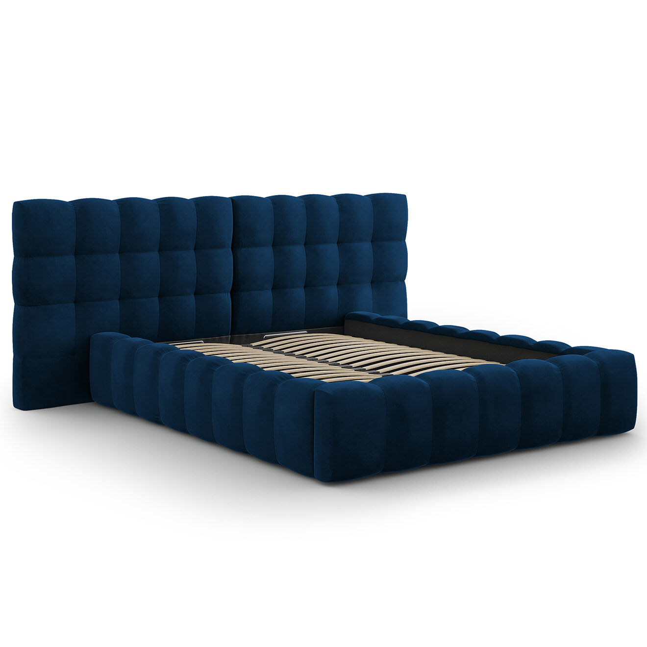 Cosmopolitan Design Lit avec coffre de rangement Bali Velours bleu roi - 160x200 cm