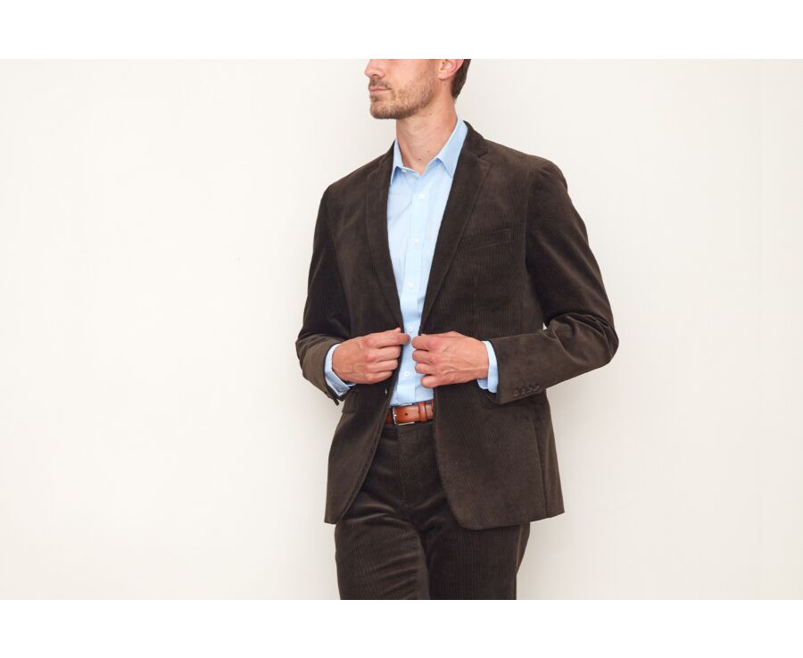 Blazer homme velours côtelé lavé Brun - LÉONTILDE