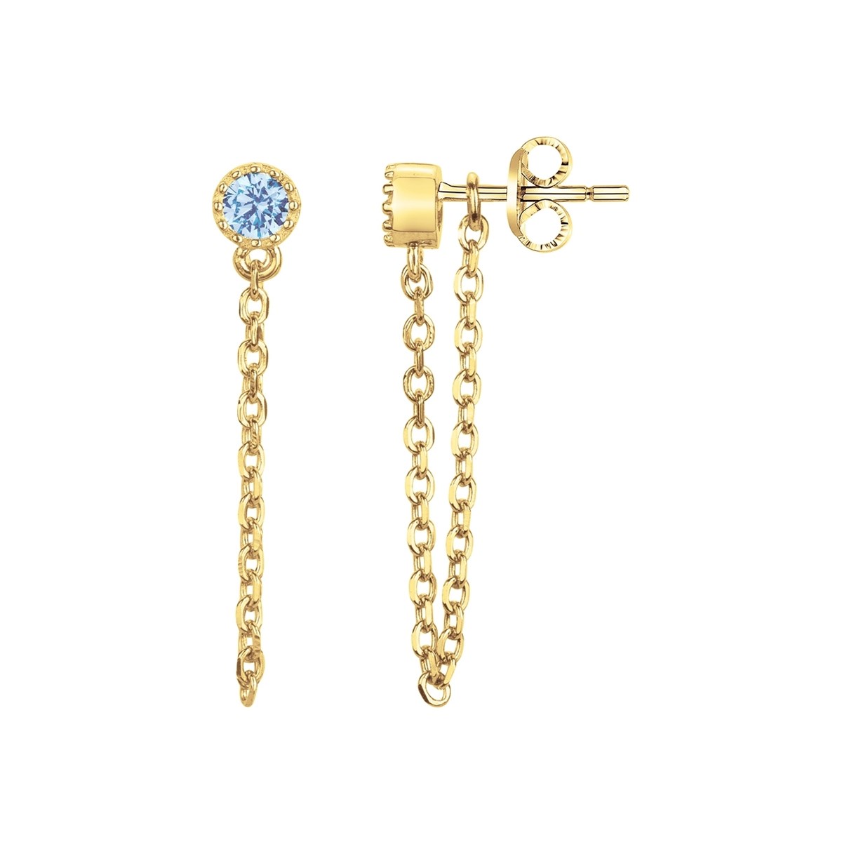 Boucles d'oreilles en Plaqué Or avec spinelle bleu topaze