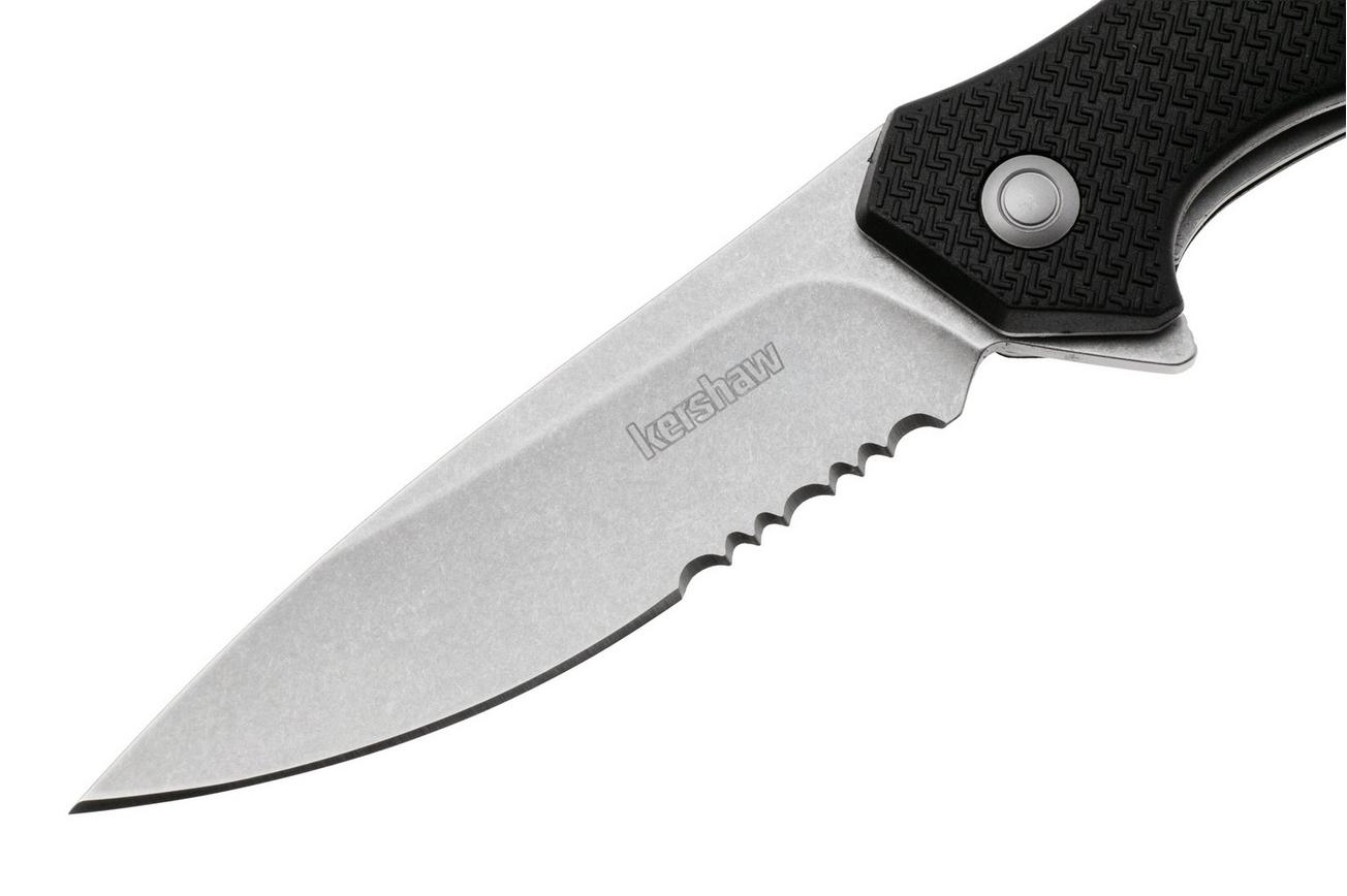 Kershaw Shoreline Serrated 1845ST Stonewashed 8Cr13MoV, Black FRN, zakmes