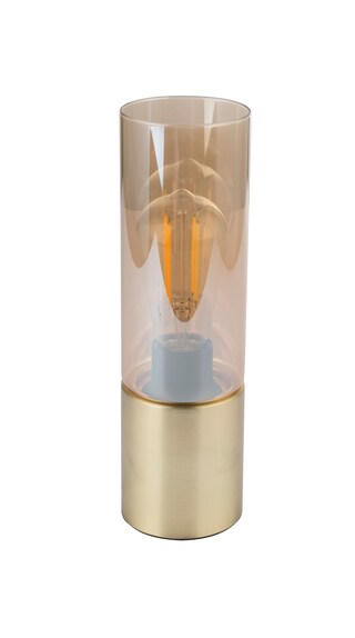 GLOBO Retrofit Tischlampe Annika Messingfarbig /Amber 9x9cm H30cm