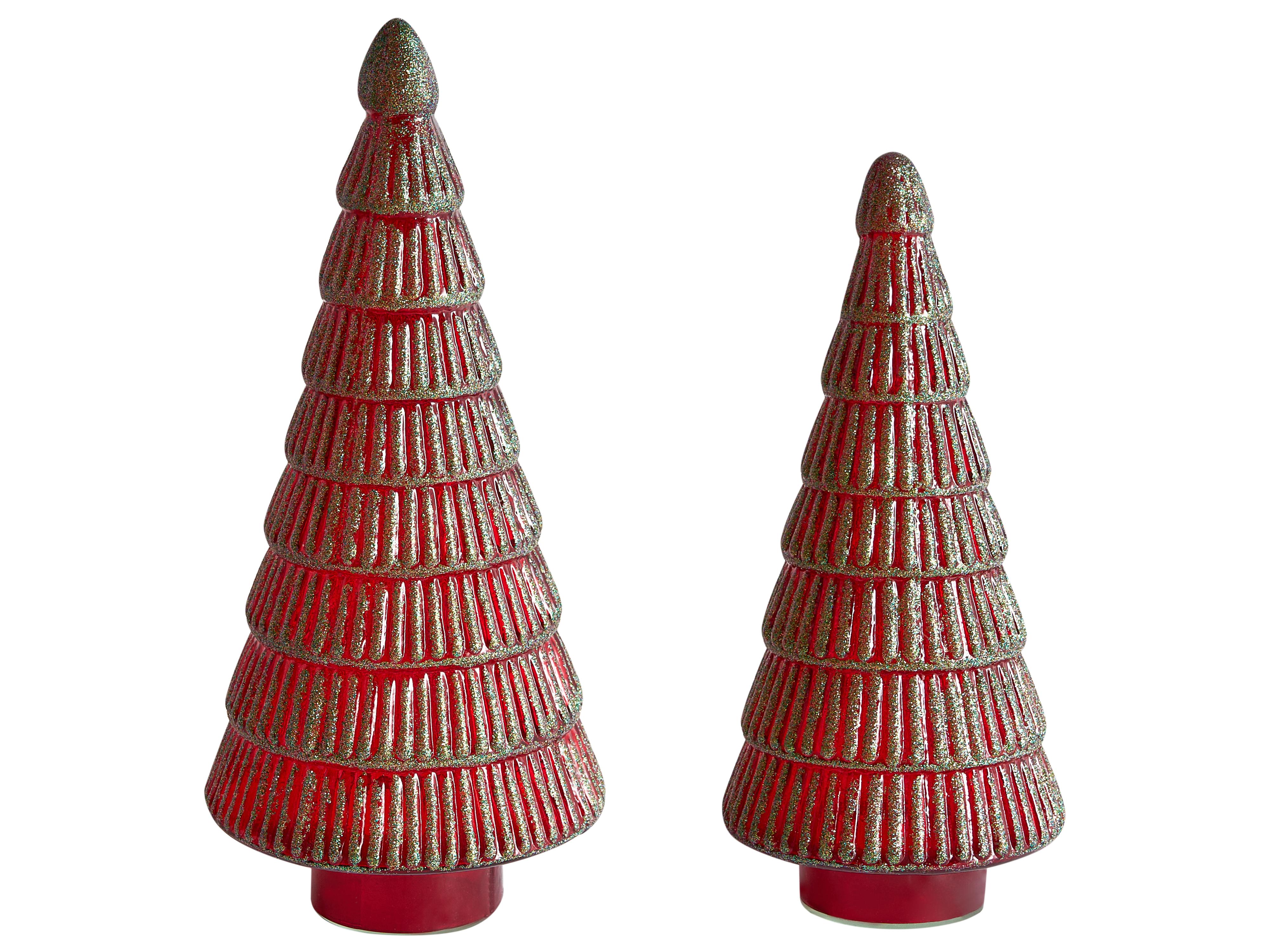 Set van 2 figuren PURUVESI Kerstboom 31/36 cm Rood/groen