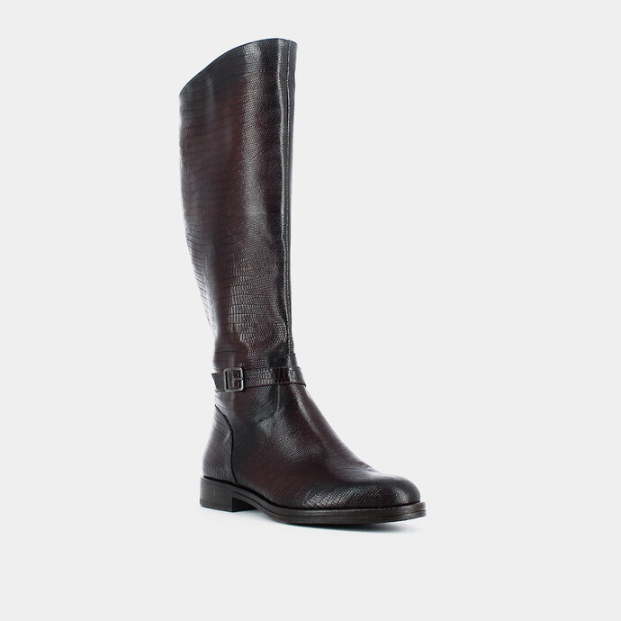 Bottes à boucles fines  en reptile marron