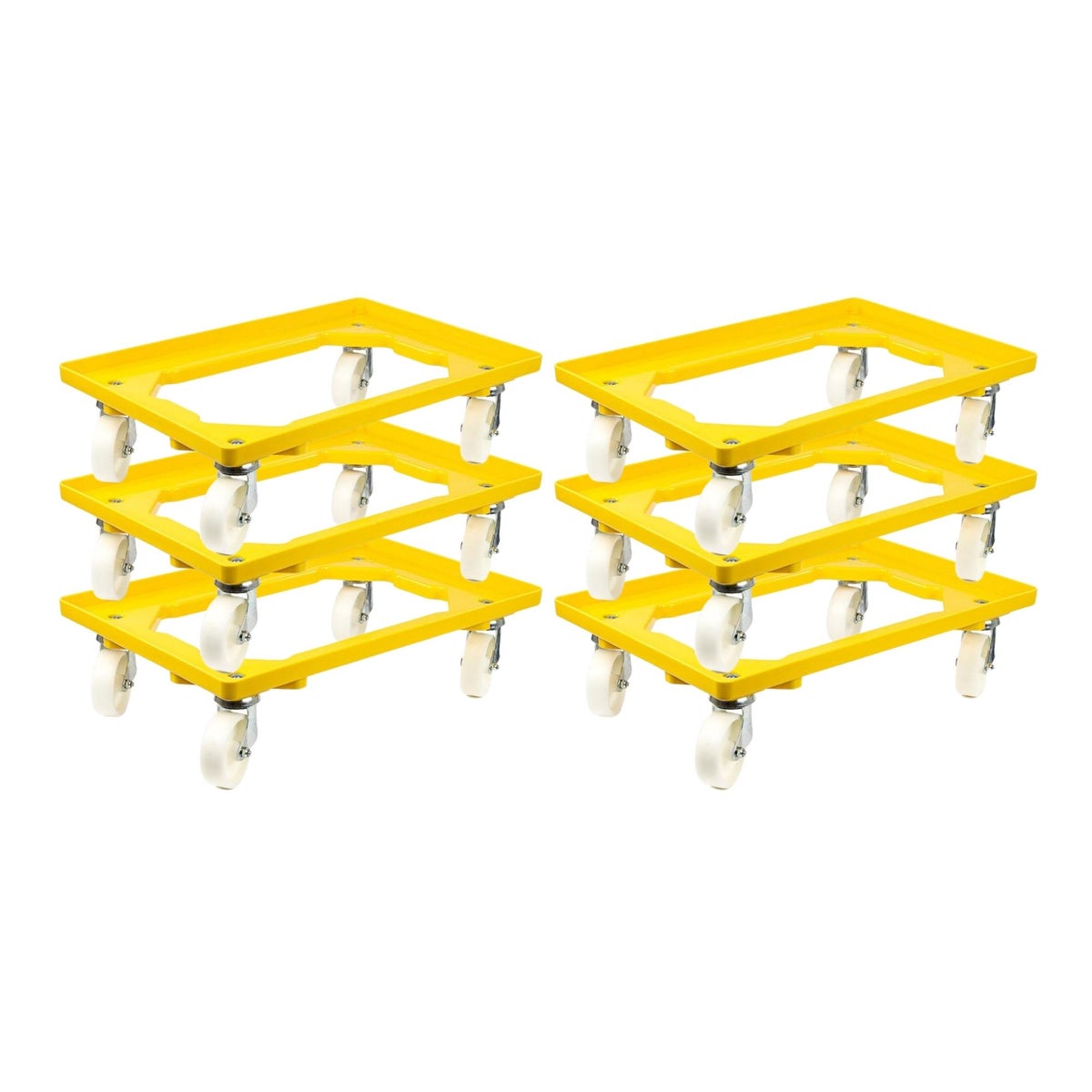PROREGAL Transportwagen voor Euroboxen 60 x 40 cm met gele kunststof wielen, open dek, 4 zwenkwielen, draagvermogen 300 kg
