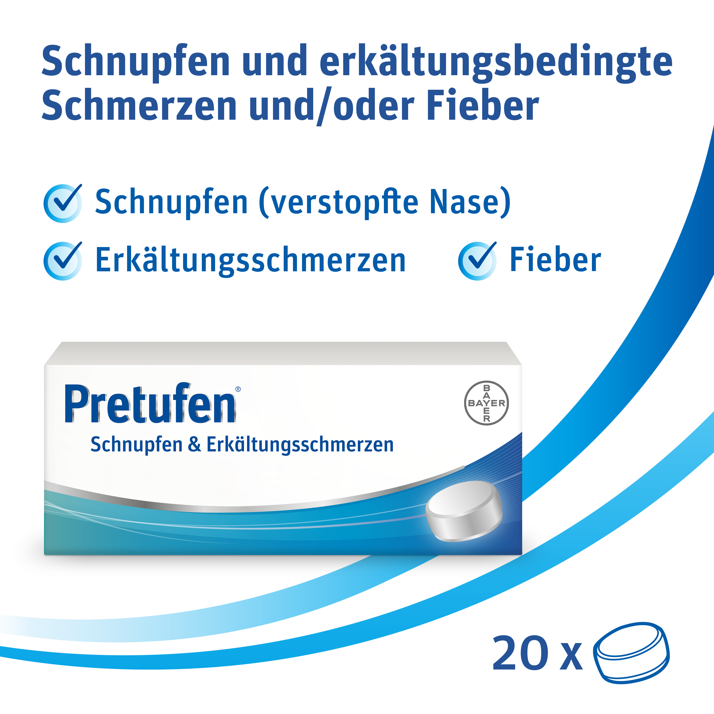 PRETUFEN Schnupfen & Erkältungsschmerzen Filmtabl Blist 20 Stk