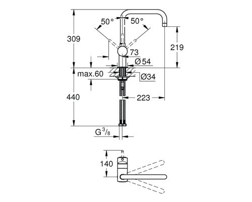 GROHE keukenkraan MINTA supersteel mat 32488DC0
