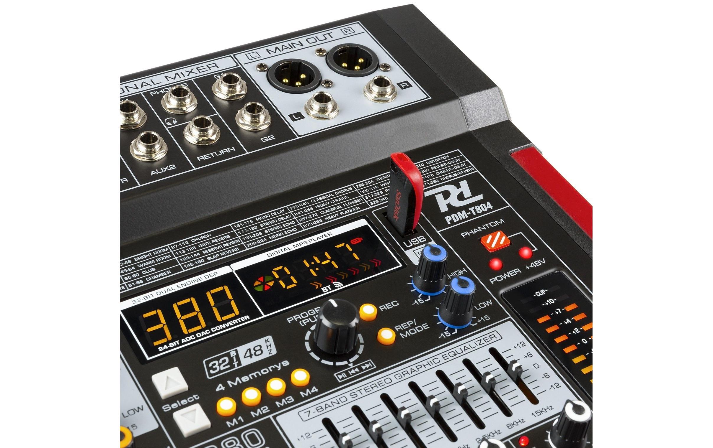 Mischpult PDM-T804<br>Bühnenmischer mit einem 32-Bit-DSP-Effektprozessor