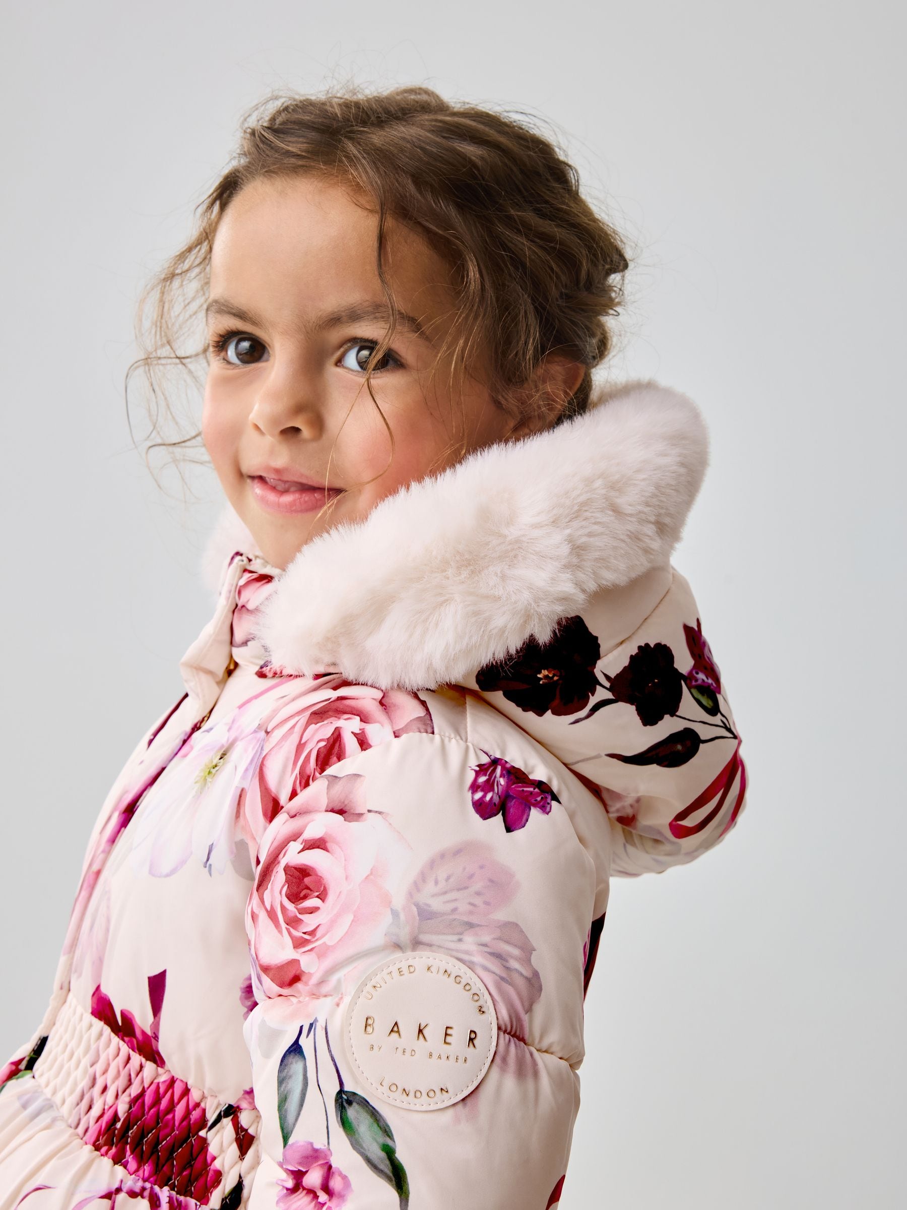 Roze - Baker by Ted Baker - Regenbestendige gewatteerde jas met bubbelzoom