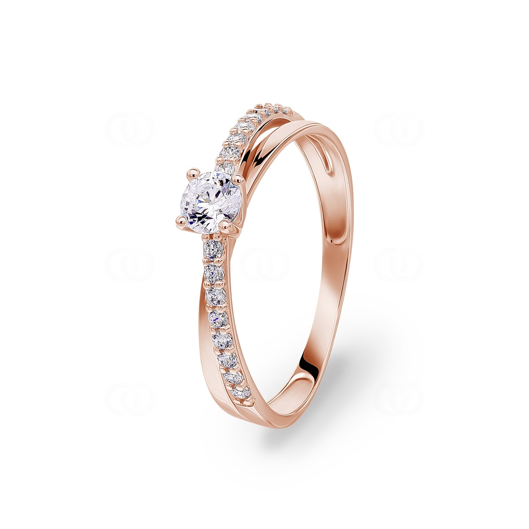 Pavé Solitärring 375/9 K Roségold mit Zirkonia