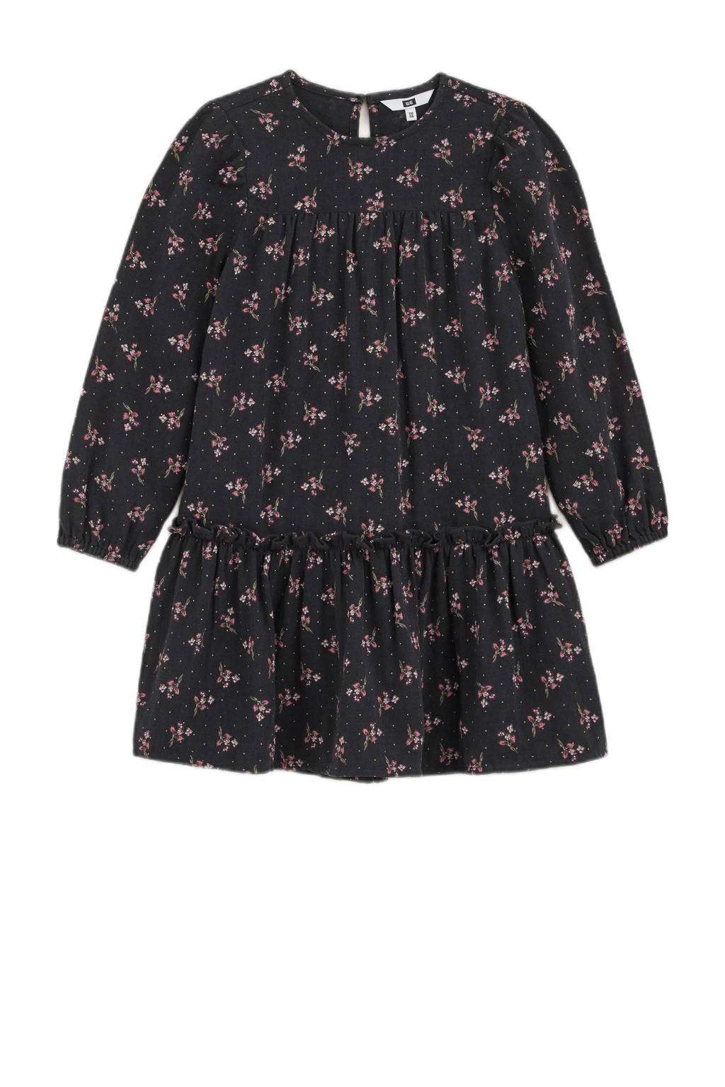 WE Fashion trapeze jurk antraciet/oudroze/beige