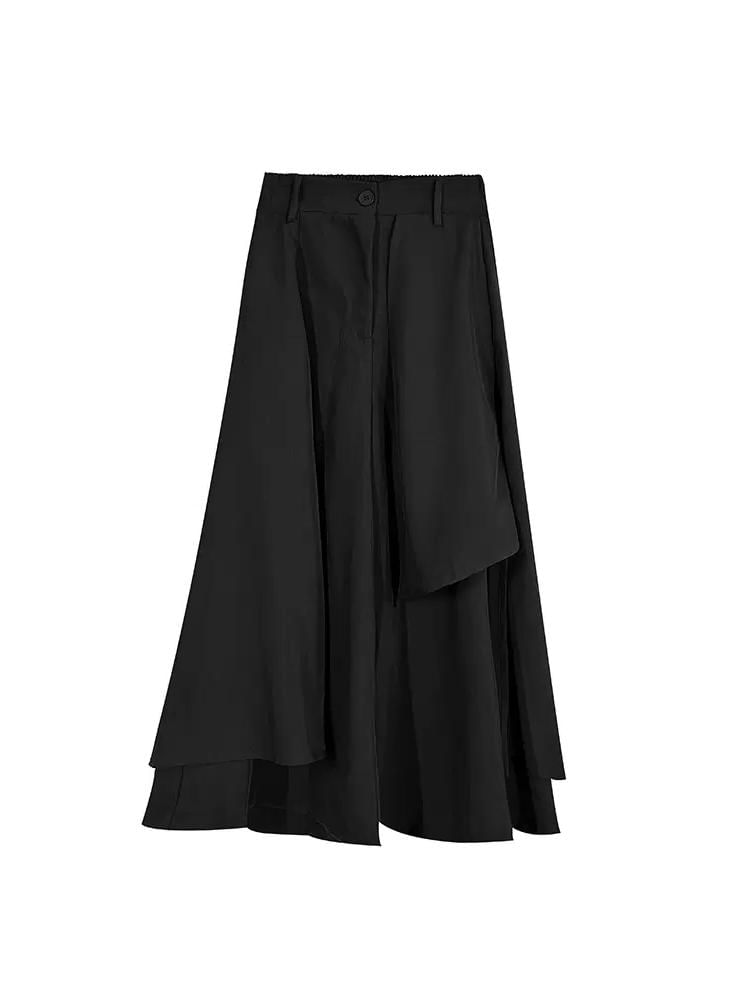 Adotuastic - Mid Rise Plain Asymmetrische Wijde Broek