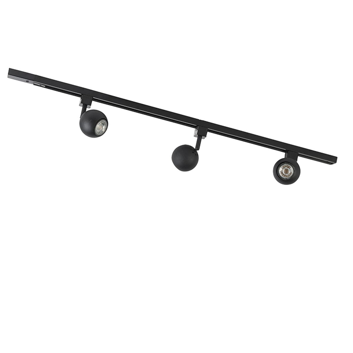 Modern railsysteem met 3 spots zwart 1-fase  - Iconic Gissi