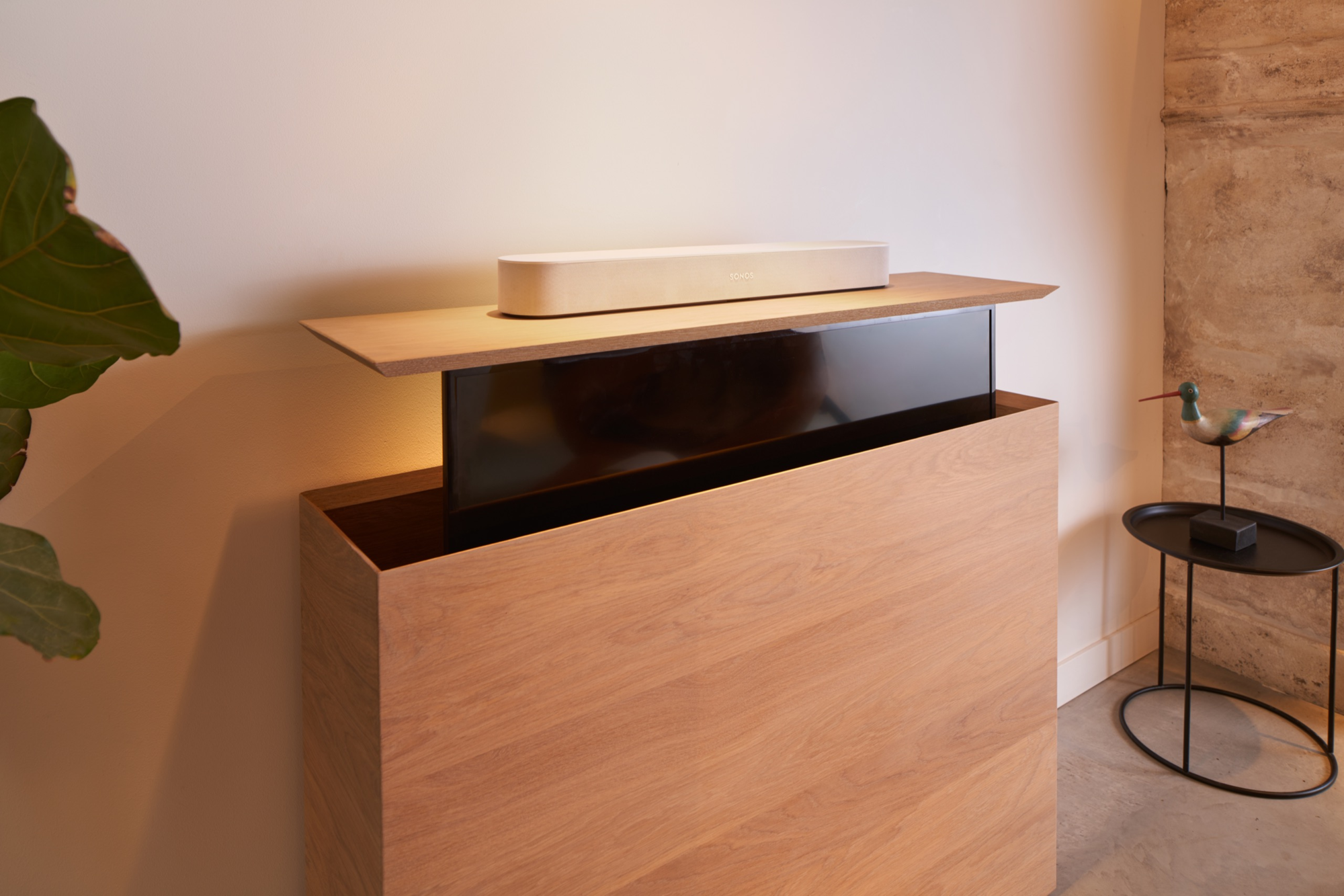 TV lift meubel Oak Box 55 inch licht