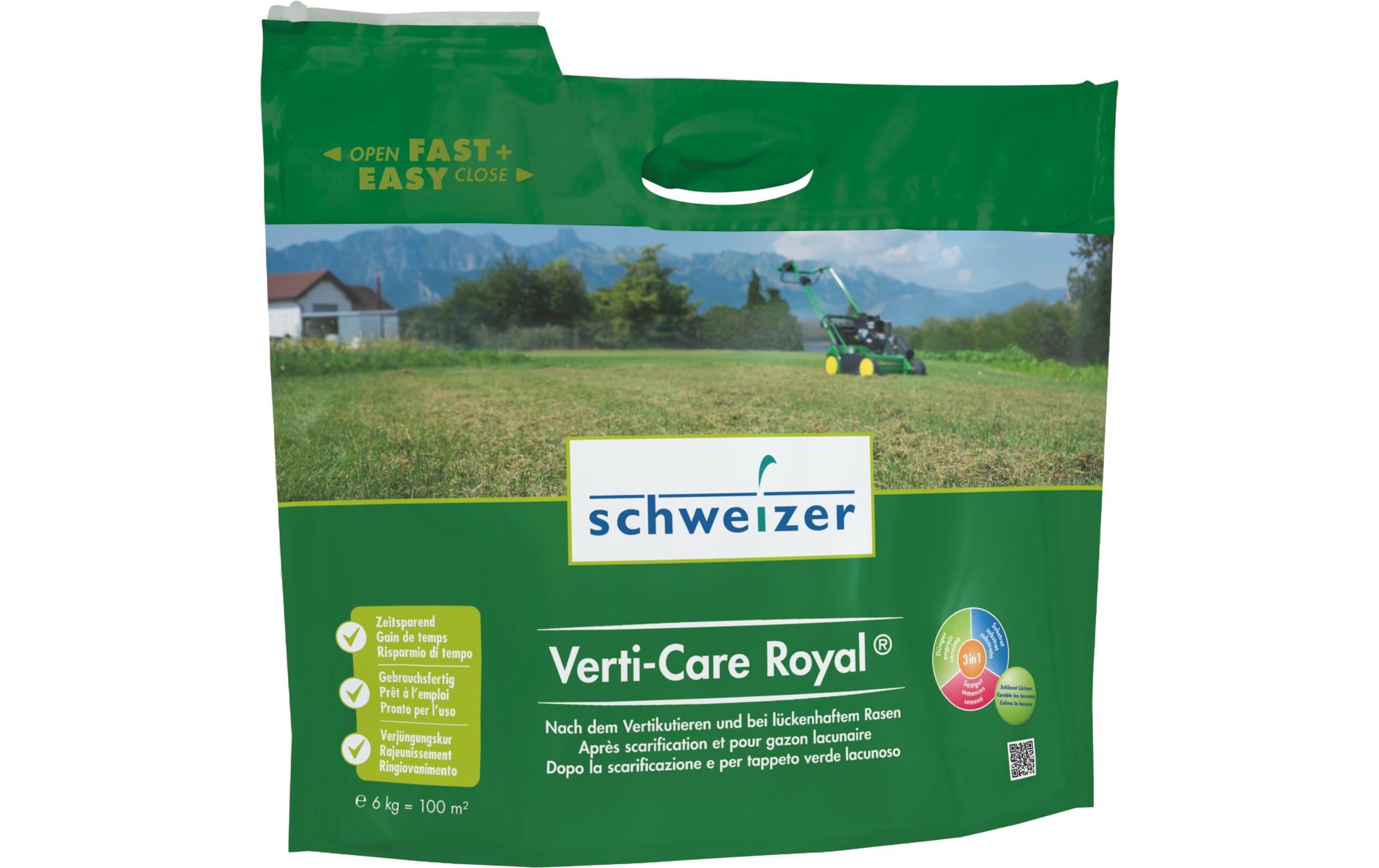 Rasensaat Verti-Care RoyalNach dem Vertikutieren und bei lückenhaftem Rasen