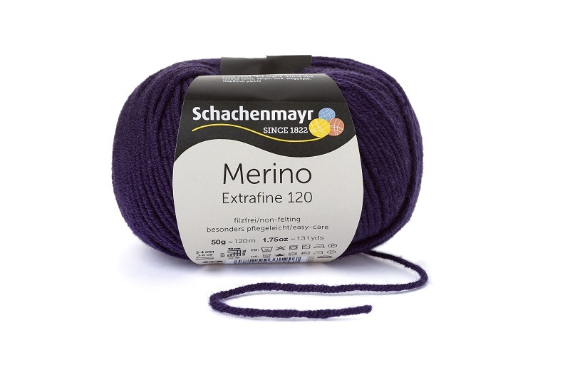 Handstrickgarn MERINO EXTRAFINE 120 - aubergine - 50g