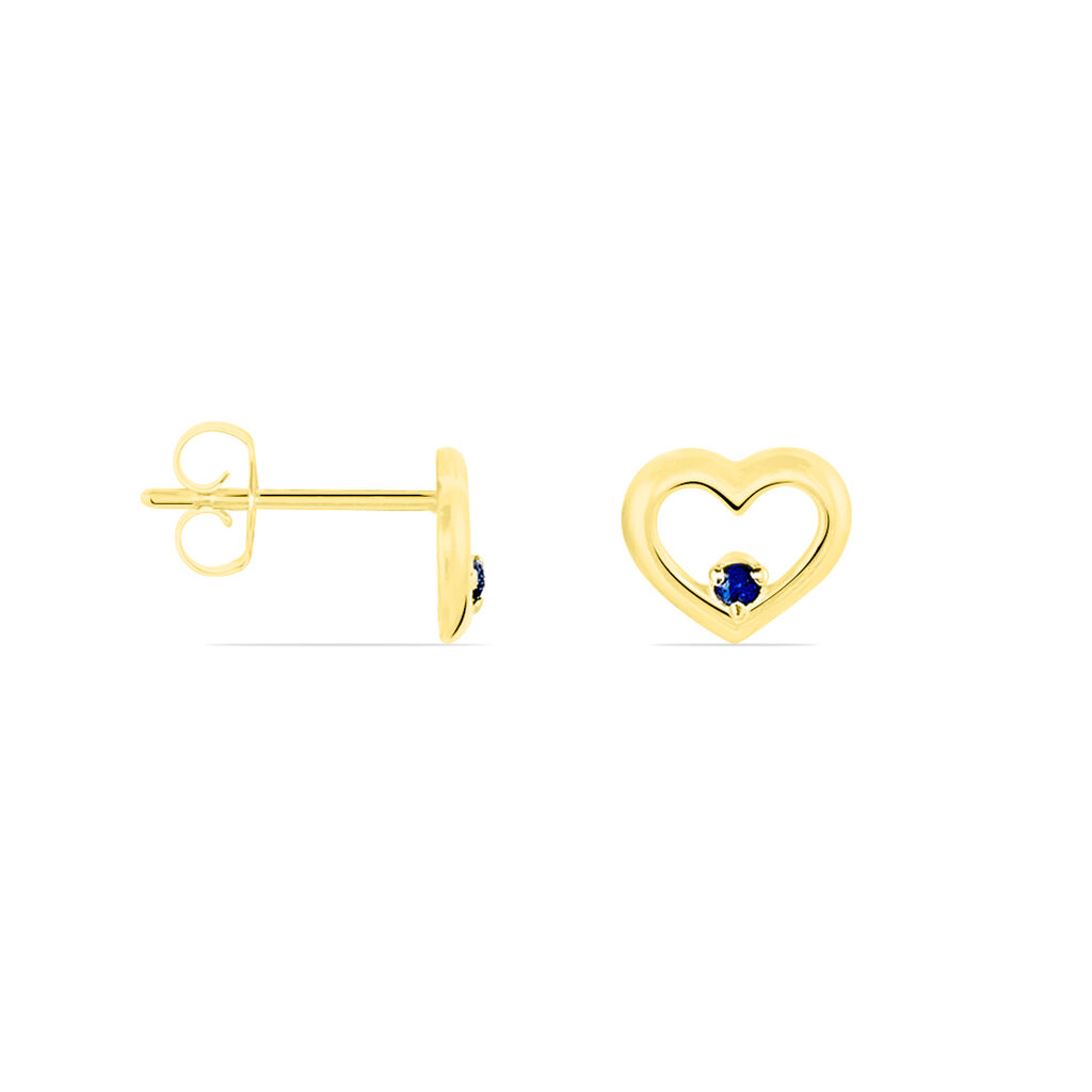Boucles D'oreilles Puces Martella Or Jaune Saphir