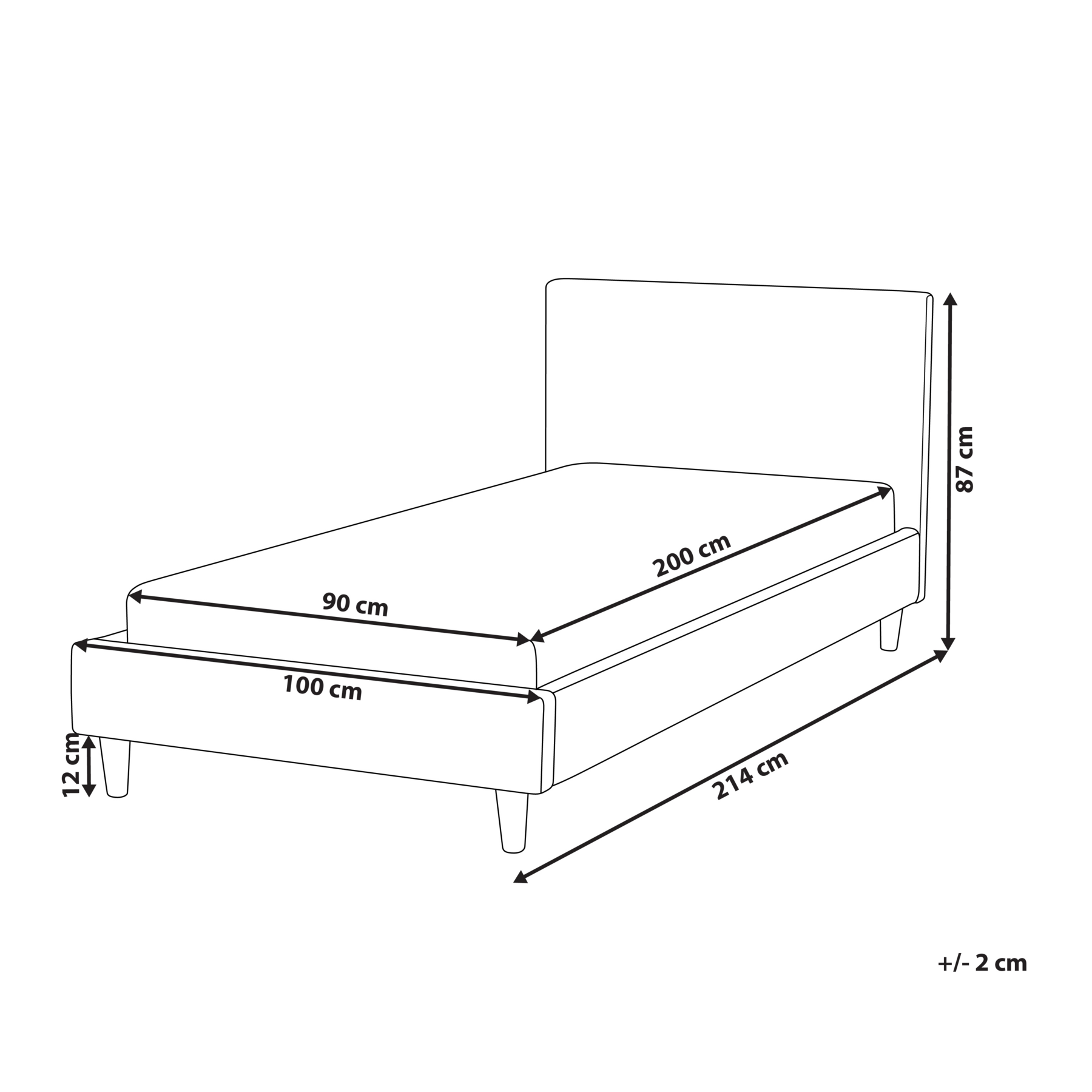 Beliani-FITOU -Eenpersoonsbed-Lichtgrijs-90 x 200 cm-Polyester