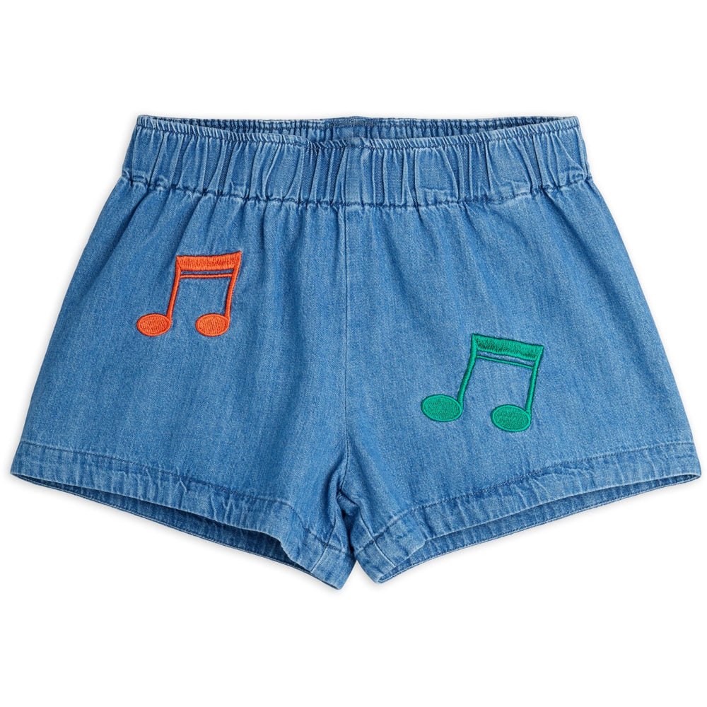 Køb Mini Rodini Blue Note Embroidery Lightweight Denim Shorts