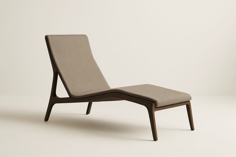 Lounge Stuhl Holzrahmen Polyestergewebe Beige 180cm